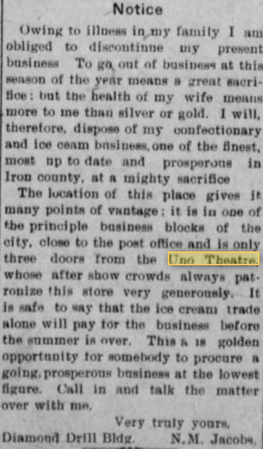 Uno Theatre - JUL 13 1912 A CLUE ABOUT THE LOCATION